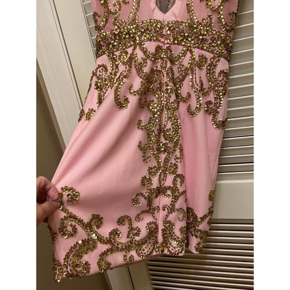 107. Angela & Alison Short Prom Dress in Light Pink - Picture 14 of 16